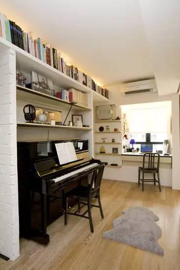书房 静谧空间小书房装修的那些事  编辑点评:在钢琴旁边设置小小的