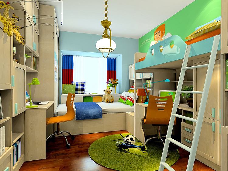 儿童房布置高低床--维意定制家具网上商城